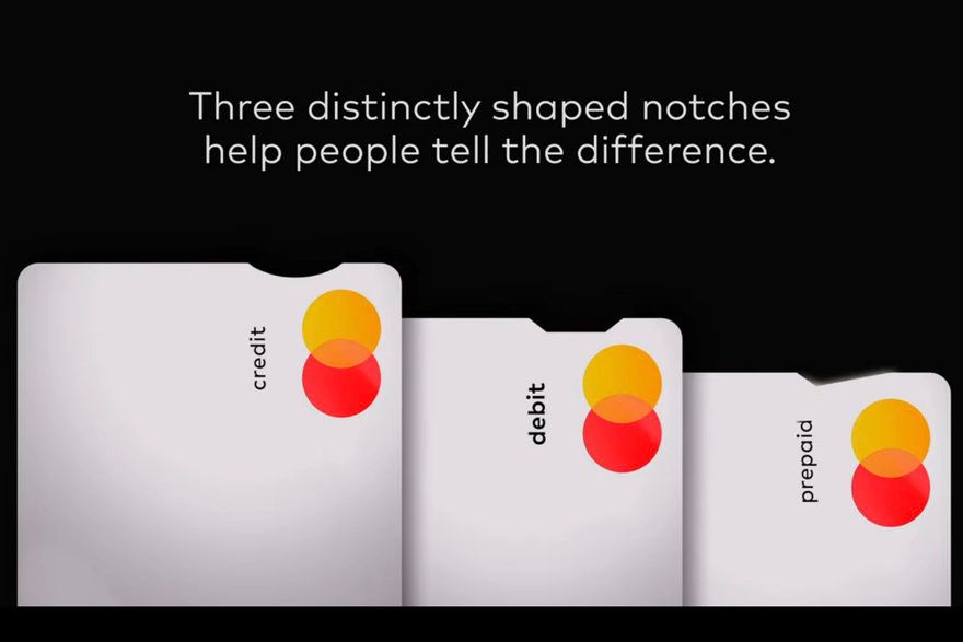 Mastercard Touch Card with tactile notches helping blind users identify cards by touch